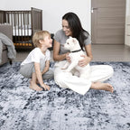 5x5 Area Rug Living Room Rug: Washable Modern Abstract Soft Thin Rug Indoor - Image 8