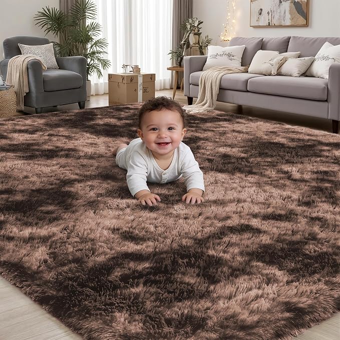 Area Rug for Living Room Bedroom: 5x7 Soft Fluffy Shag Upgrade Non-Slip High by PLHXFRSoftAreaRugs