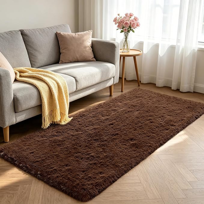 Shag Runner Rug for Bedroom Living Room 2x6 Upgrade Non-Slip Fluffy Soft - Image 2