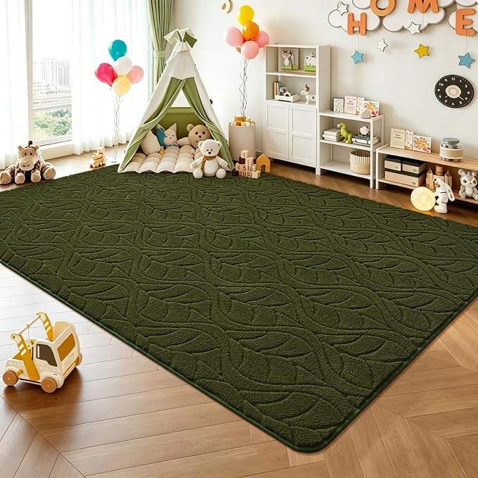 5x7 Olive Green Washable Area Rug - Image 4