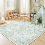 CAPALOCA Machine Washable Rugs Nursery Rug Sq8ft Cute Girl Non Slip Low Pile - Image 9