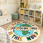jinchan 5ft Round Rug Washable Fun Rug You are Worthy Playroom Mat Non Slip - Image 2