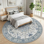 RELEANY Area Rugs Round 10ft Washable Non-Slip, Floral Vintage Distress - Image 2