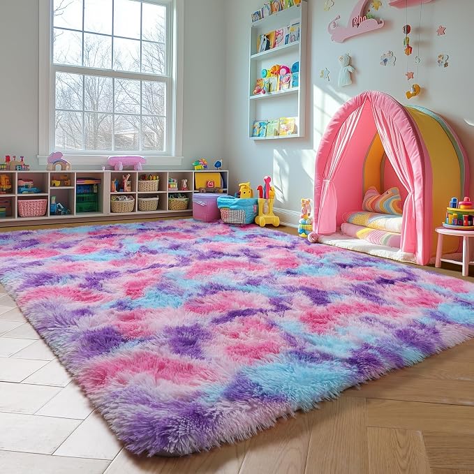 Amdrebio Hot Pink Rainbow Area Rug - Image 8