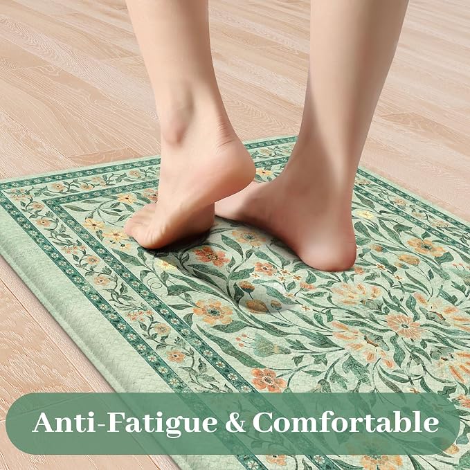 KIMODE Anti Fatigue Mats for Kitchen Floor, 17.3"x29"+17.3"x47" Farmhouse - Image 3
