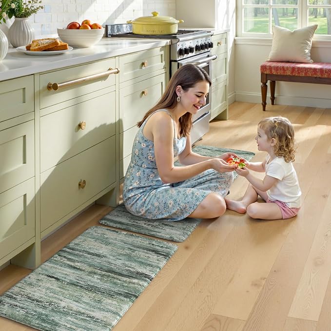 KIMODE Kitchen Mats Cushioned Anti Fatigue, Abstract Kitchen Rugs Sets of 2 - Image 8