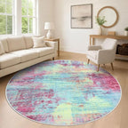 IOHOUZE Abstract Round Area Rug 8 Ft Washable Circle Rugs Large Round Rug Non by iOhouze
