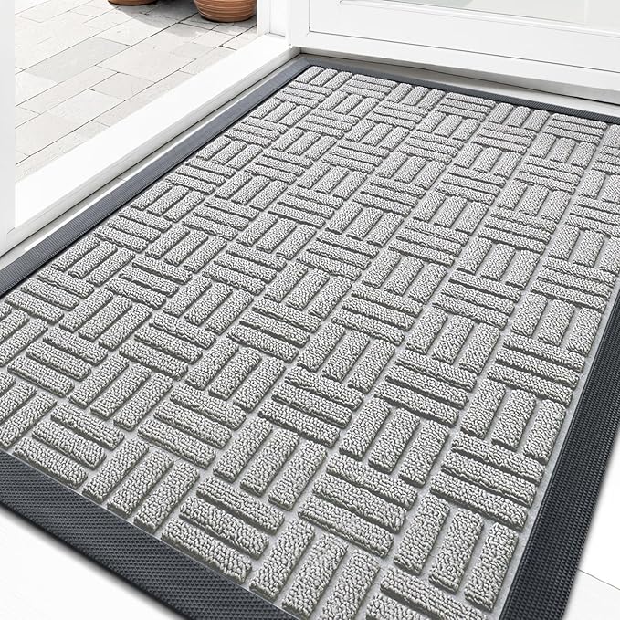 OLANLY Front Door Mat Outside Entrance 33x21, Heavy Duty Sturdy Natural Rubber by OLANLY