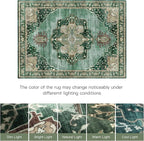 Lofus 5x7 Emerald Green Washable Rugs Non-Slip, Vintage Floral Area Rug - Image 7
