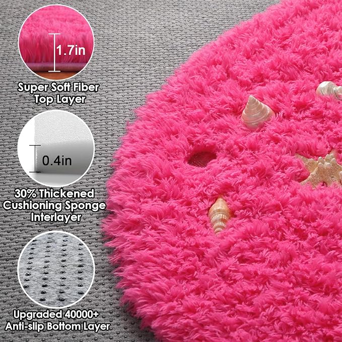 ONASAR Hot Pink Round Area Rugs 4ft - Image 2