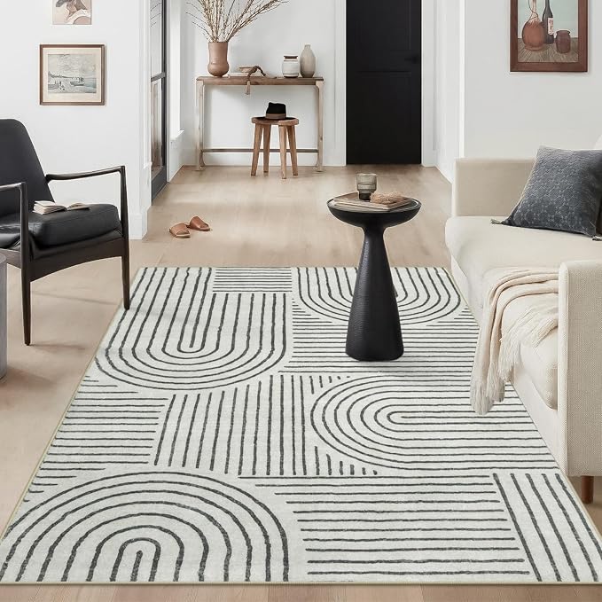 Lahome Abstract Bedroom Rug, Soft 4x6 Rug Ultra-Thin Washable Area Rugs by Lahome