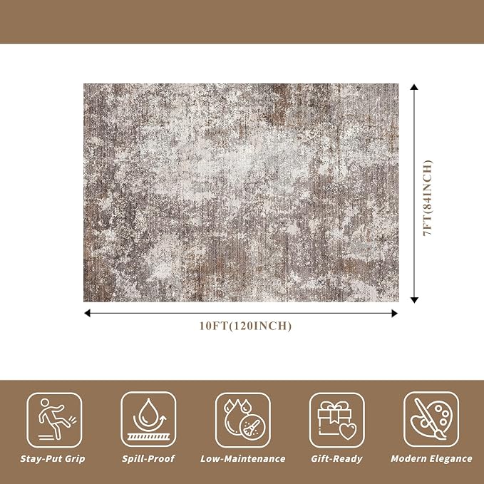 7x10 Living Room Area Rug – Washable Non-Slip Soft Carpet - Image 2