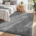 5x8 Area Rug for Living Room:Ultra Soft Fluffy Shag Light Grey Rugs, Large - Image 2