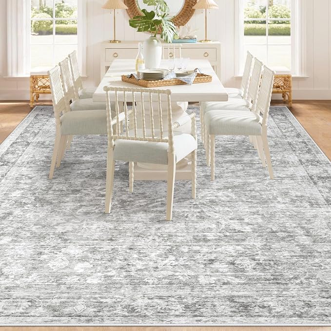 9x12 Area Rugs for Living Room: Washable Large Vintage Floral Rug Low Pile - Image 6