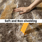 Soft Runner Rugs for Bedroom Hallways, 2x4 Abstract Brown Fluffy Shag Throw - Image 5