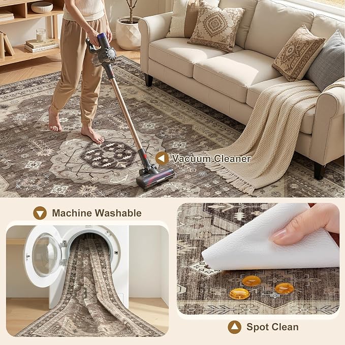 10x12 Washable Area Rug, Large Rugs - Image 3