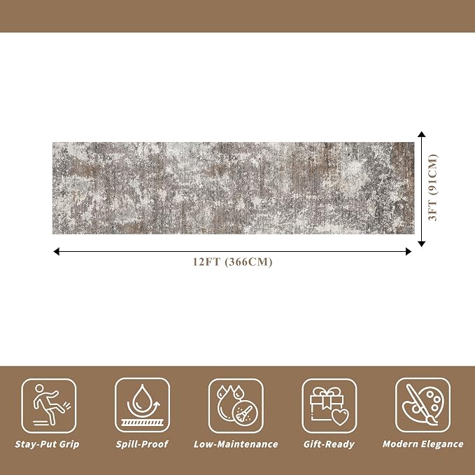 3x12 ft Long Hallway Runner Rug – Non-Slip Washable Carpet Runners - Image 2