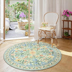 Wonnitar Washable Floral Round Rug, 6ft Sage Green Round Area Rugs - Image 3
