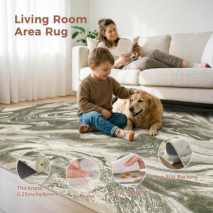 DMOYEST Living Room Area Rugs-6x9 Abstract Large Soft Indoor Washable Rug - Image 2
