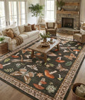 Mushroom 10x13 Area Rug for Living Room Washable Non Slip Forest Soft Low-Pile by ROYHOME