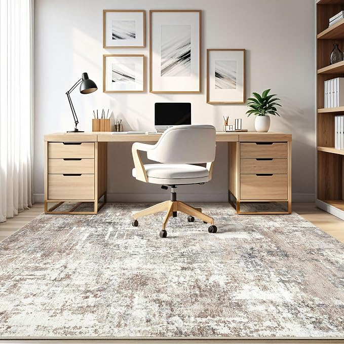 Square Rug 7x7 Living Room: Large Washable Abstract Modern Soft Area Rug Stain - Image 8