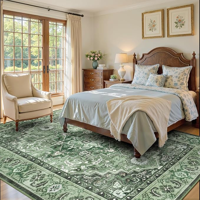 Lofus 8x10 Washable Rugs Non-Slip, Vintage Floral Area Rug - Image 2
