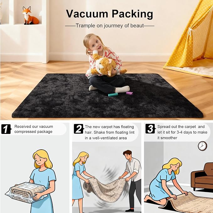 3x5 Rugs for Bedroom, Fluffy Area Rugs for Living Room, Small Fuzzy Shag Soft - Image 5