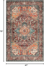 Yamaziot Washable Area Rug, 4x6 Non-Slip Boho Vintage Living Room Bedroom Rug - Image 2