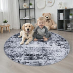 Round Area Rug for Living Room: 5 ft Washable Modern Abstract Soft Thin Rug - Image 2