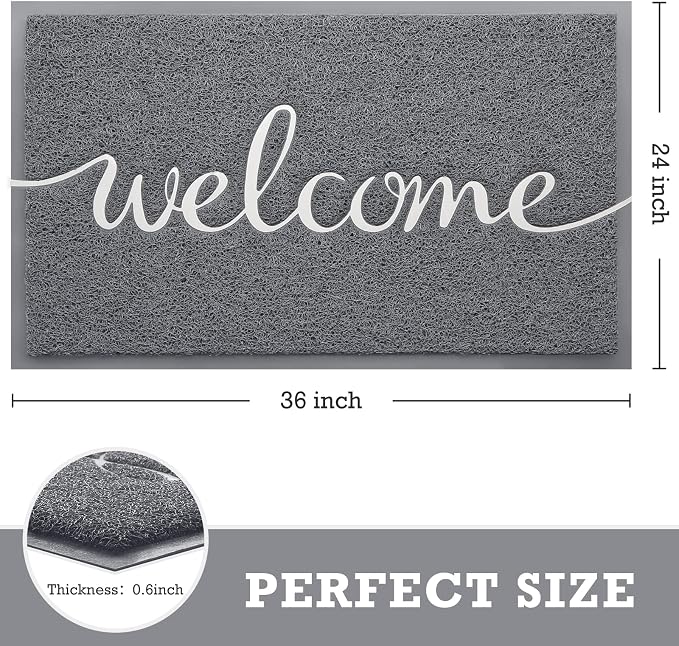 CozyBounty Grey Door Mat Welcome Mats Outdoor Indoor Non-Slip Doormat - Image 2