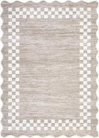 Small Area Rug 2x3 Modern Checkered Entry Rug Solid Color Scalloped Kitchen - Image 3