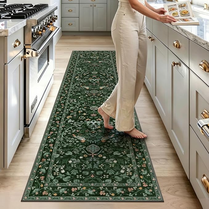 HEBE Washable Hallway Runner Rug 2'x 8' Non Slip Kitchen Rugs Runner, Low Pile - Image 9