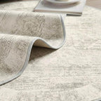 Latte&Fog Washable Round Area Rug 4ft, Vintage Floral Low Pile Non Slip Ivory - Image 7
