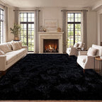 qulint Black Rug for Living Room, 10x14 Area Rug for Bedroom Soft Fluffy Large by QULINT