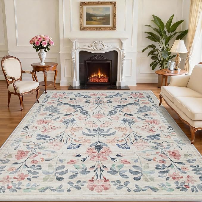 8x10 Area Rugs Washable Rug: Large Boho Living Room Rug Soft Non-Slip Low Pile by Yidanamy