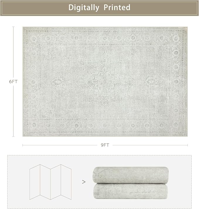 Srugn Washable Rugs 6x9 Area Rugs - Image 2