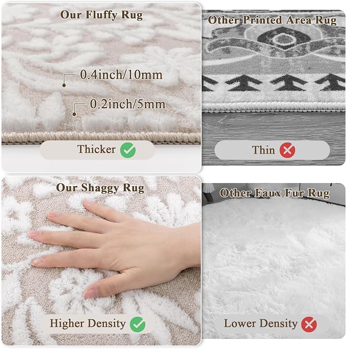 Vaukki 8x10 Area Rug for Living Room, Soft Fluffy Washable Modern Floral Indoor - Image 7