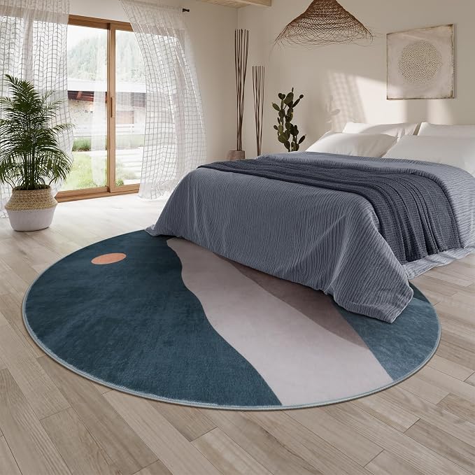 Abstract Round Rugs for Living Room, Circlr Area Rug for Bedroom 8ft Non Slip - Image 7