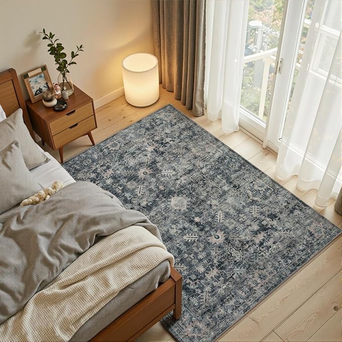 Rugxara 3x5 Rug for Entryway Bedroom, Vintage Retro Boho Throw Rug, Non Slip & - Image 2