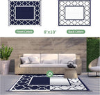 GENIMO Outdoor Rug 8' x 10' Patio Waterproof, Foldable Reversible Plastic Straw - Image 4