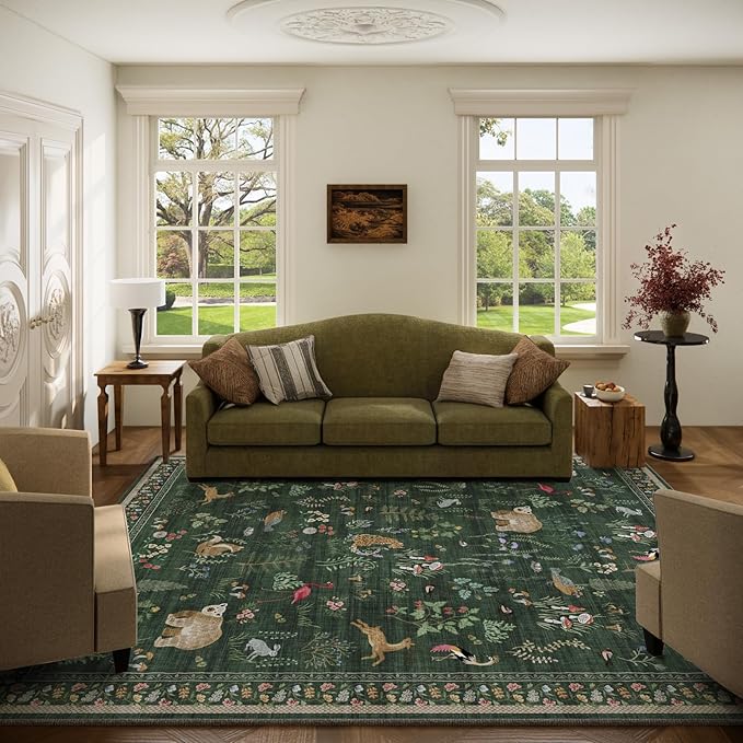 Machine Washable Rugs for Living Room: 5x7 Area Rugs for Bedroom Vintage Rugs by palohom