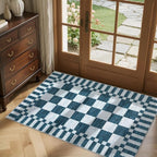 GarveeHome Blue and White Checkered Rug 2x3 Washable Rug Non-Slip - Image 3