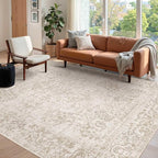 Rugxara 6x9 Washable Area Rug for Living Room, Vintage Neutral Large Boho Rugs by Rugxara