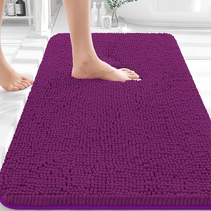 OLANLY Bathroom Rugs 32x20, Extra Soft Absorbent Chenille Bath Rugs, Rubber by OLANLY