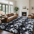 yongyangjuxin Fluffy Rug Shag Area Rug, Mottling Black 8x10 Area Rugs by Yongyangjuxi