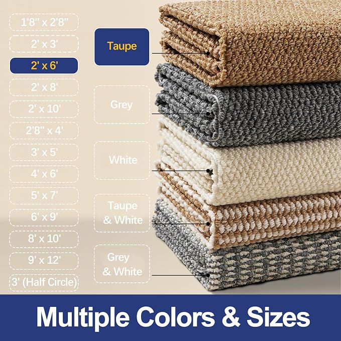 Faux Jute Hallway Runner Rug 2'x6', Washable & Non-Slip, Taupe | 0.27" Low Pile - Image 7