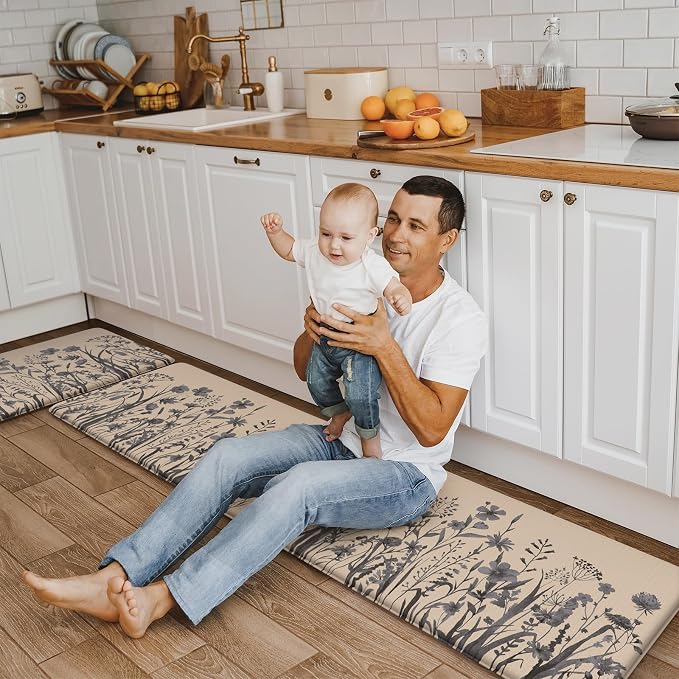 KIMODE Kitchen Anti Fatigue Mats, Farmhouse Kitchen Rugs Sets of 2, Memory Foam - Image 8