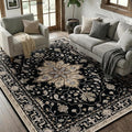 RELEANY Area Rugs 6'x8' Washable Non-Slip, Floral Vintage Distress Medallion by RELEANY