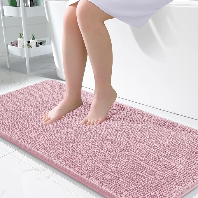 OLANLY Bathroom Runner Rugs 47x24, Soft Absorbent Chenille Bath Rugs, Rubber by OLANLY