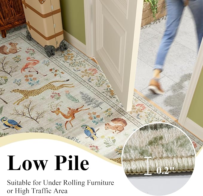 DUKINO 3x12 Runner Rug, Non Slip Animal Print Runner Rug - Image 7